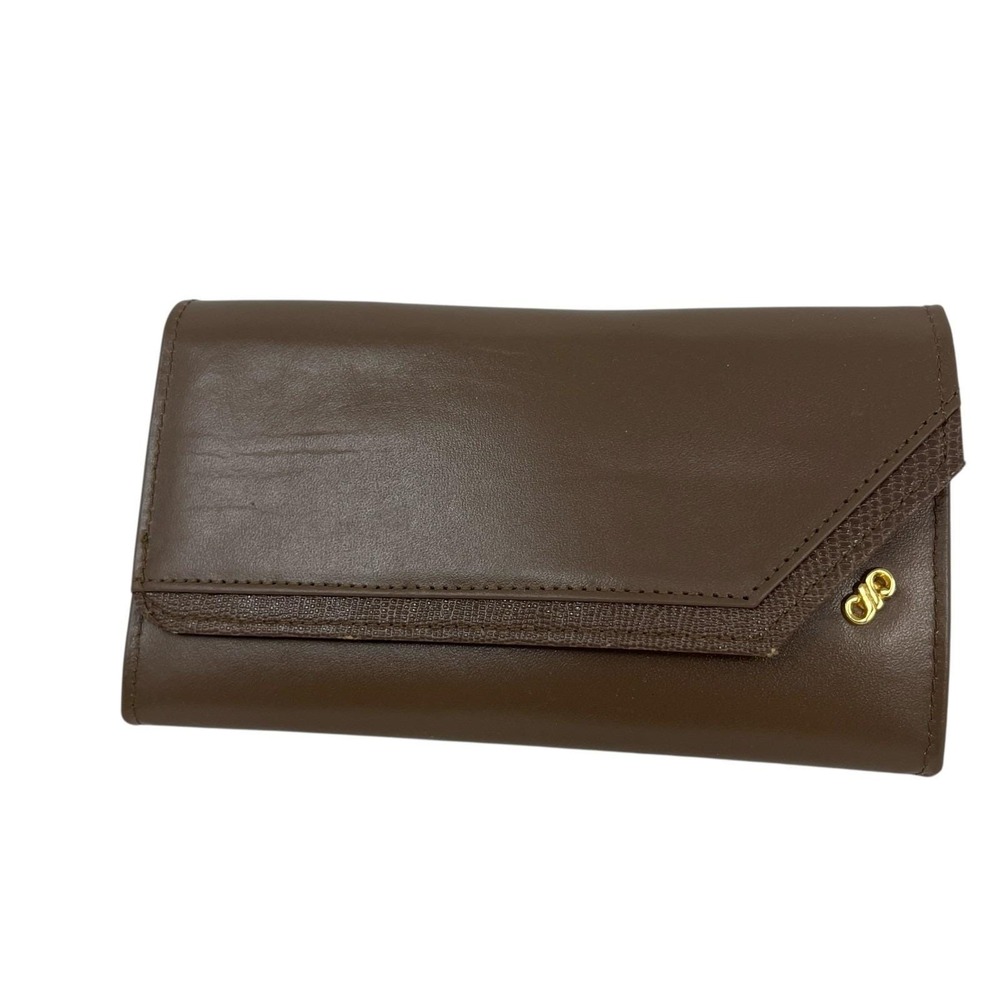 Vintage Brown Wallet Billfold Snap Closure Vinyl Coin Purse Checkbook Holder NEW